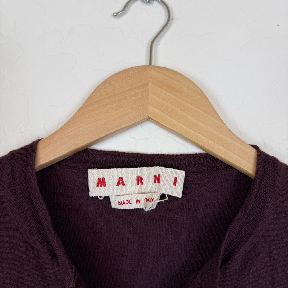 Marni 100% Cashmere Maroon Button Down Cardigan Sweater - Picture 2 of 7